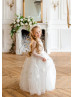 Long Sleeves Ivory Lovely Flower Girl Dress